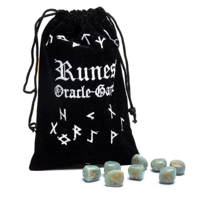 Aigue marine Oracle Rune dans un sac de velours | Pieralune