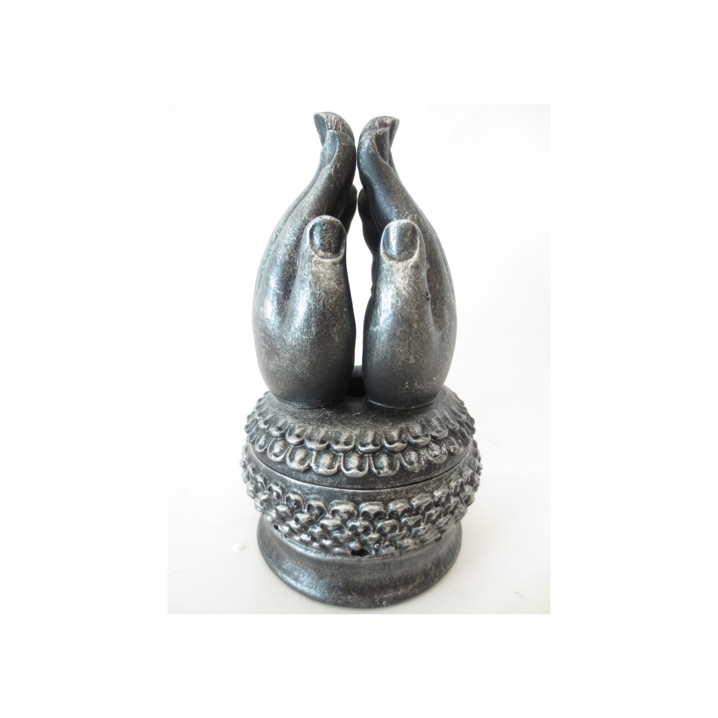 Silver Meditation Hands Incense Cone Burner