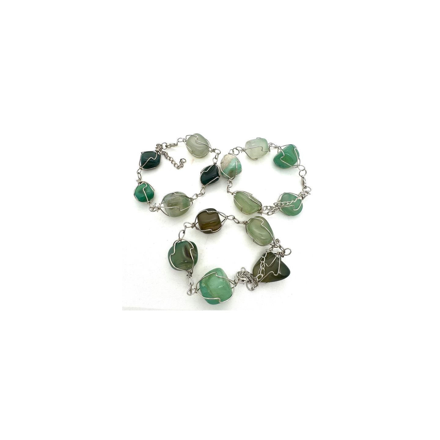 Polished Gemstone Bracelet Wire Wrapped - Jade