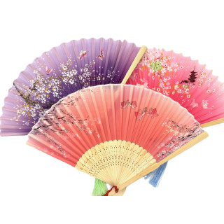 Hand Fan Flowers White with Flower Motif (10 pieces)