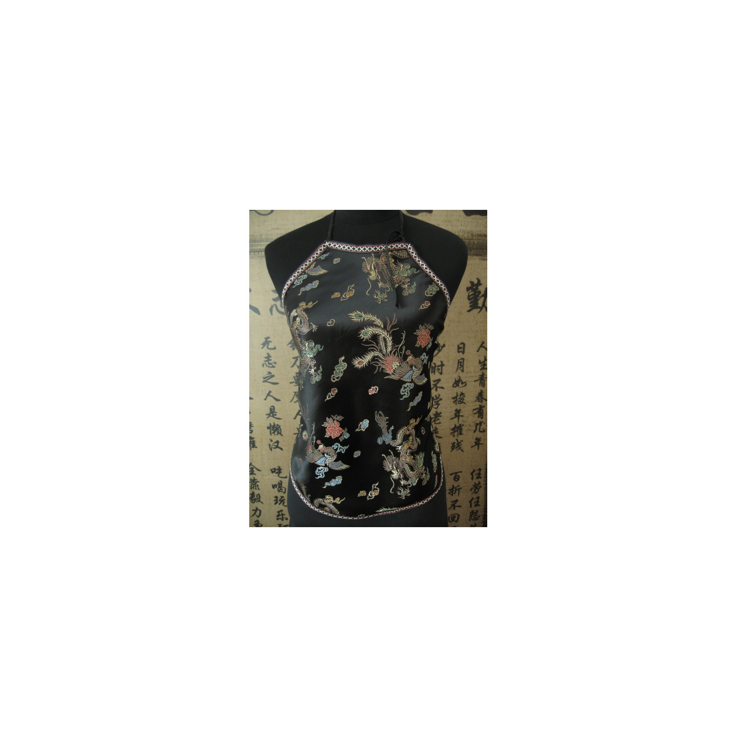 Chinese top with dragon (black)