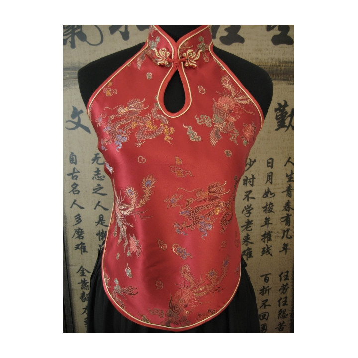 Chinese top with hole and dragon (red)