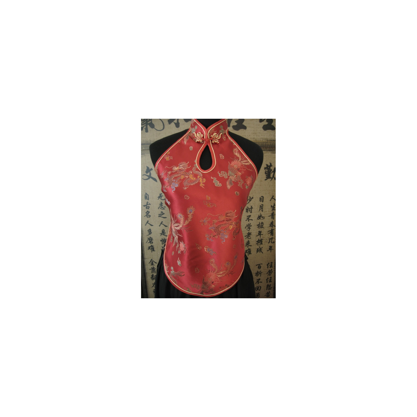 Chinese top with hole and dragon (red)