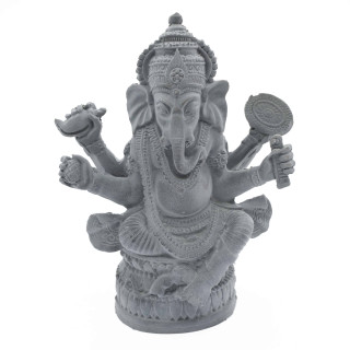 Hematite Grey Sacred Lord Ganesha Statue with Rat