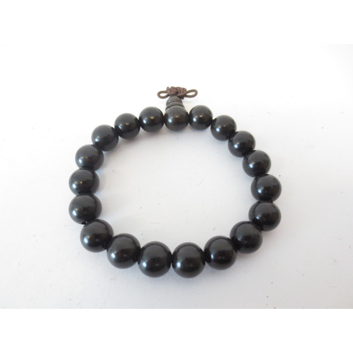 12 mm Black Wooden Bead Mala Bracelet