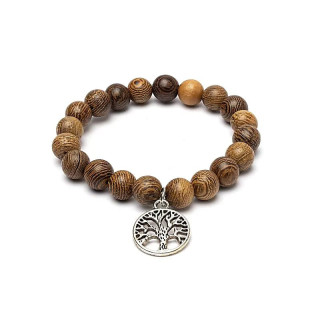 Mala/bracelet en bois Wengé élastique arbre de vie | Pieralune