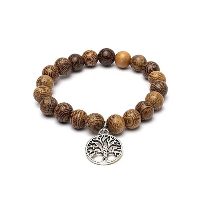 Mala/bracelet en bois Wengé élastique arbre de vie | Pieralune