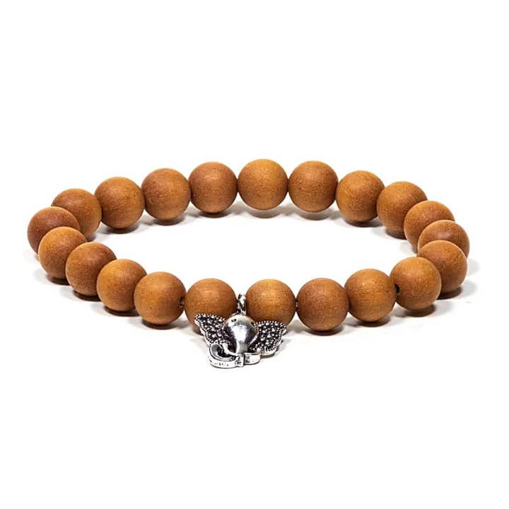 Mala / bracelet élastique Sandelwood avec Ganesh | Pieralune