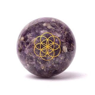 Orgonite sphère améthyste avec Fleur de Vie | Pieralune