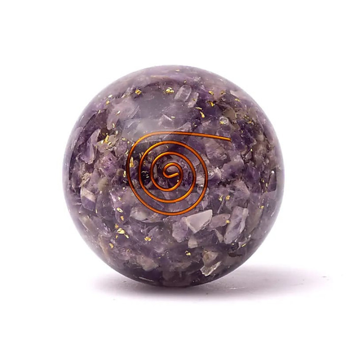Orgonite sphère améthyste avec Fleur de Vie | Pieralune