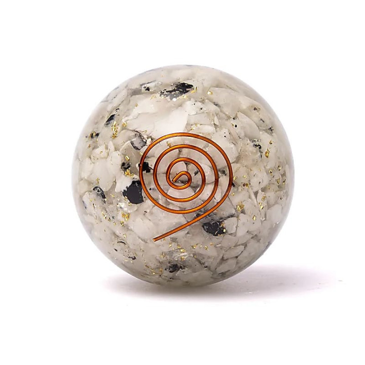 Orgonite sphère pierre de lune avec lune | Pieralune