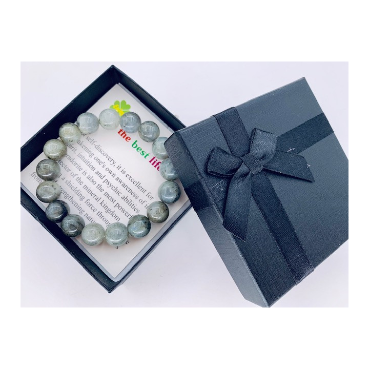 12mm Gemstone Bracelet with Gift Box - Labradorite
