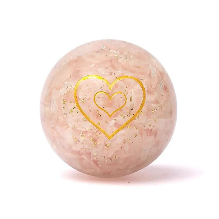 Orgonite sphère quartz rose avec cœur | Pieralune