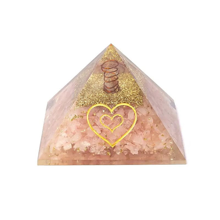 Orgonite pyramide quartz rose avec cœur | Pieralune