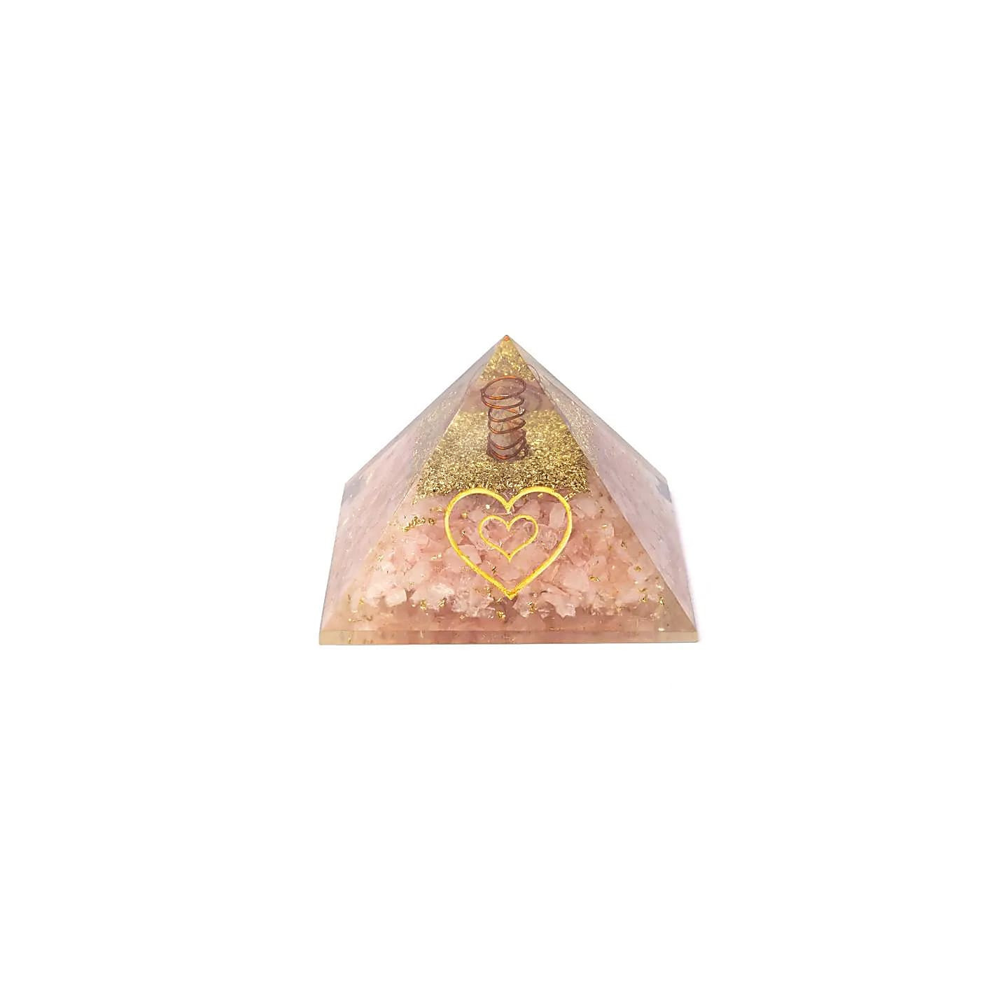 Orgonite pyramide quartz rose avec cœur | Pieralune