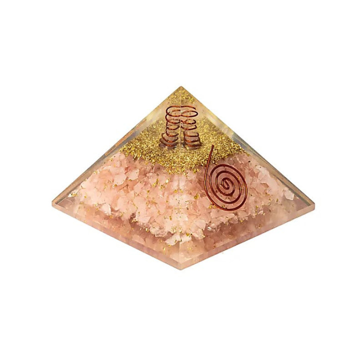 Orgonite pyramide quartz rose avec cœur | Pieralune