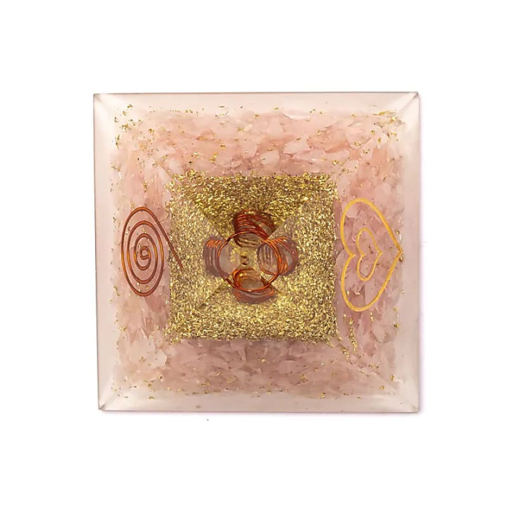 Orgonite pyramide quartz rose avec cœur | Pieralune