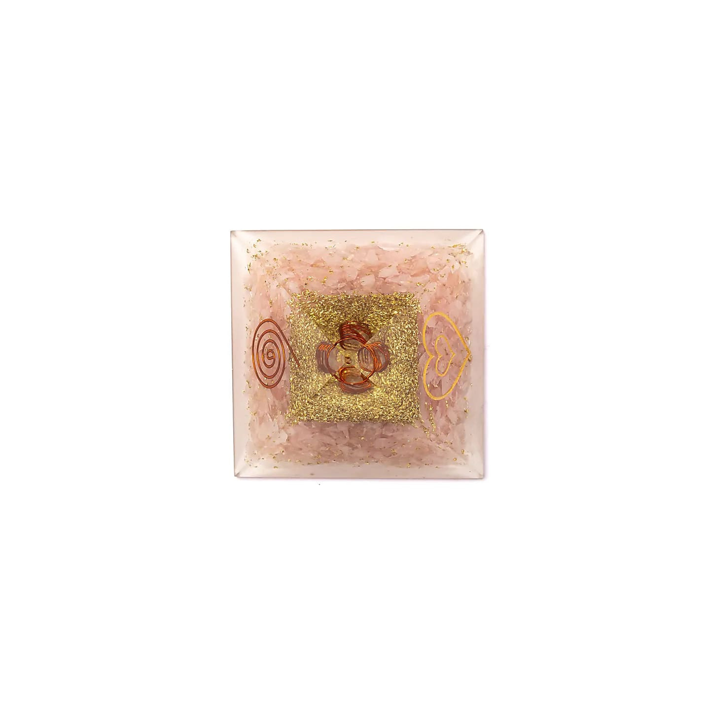 Orgonite pyramide quartz rose avec cœur | Pieralune