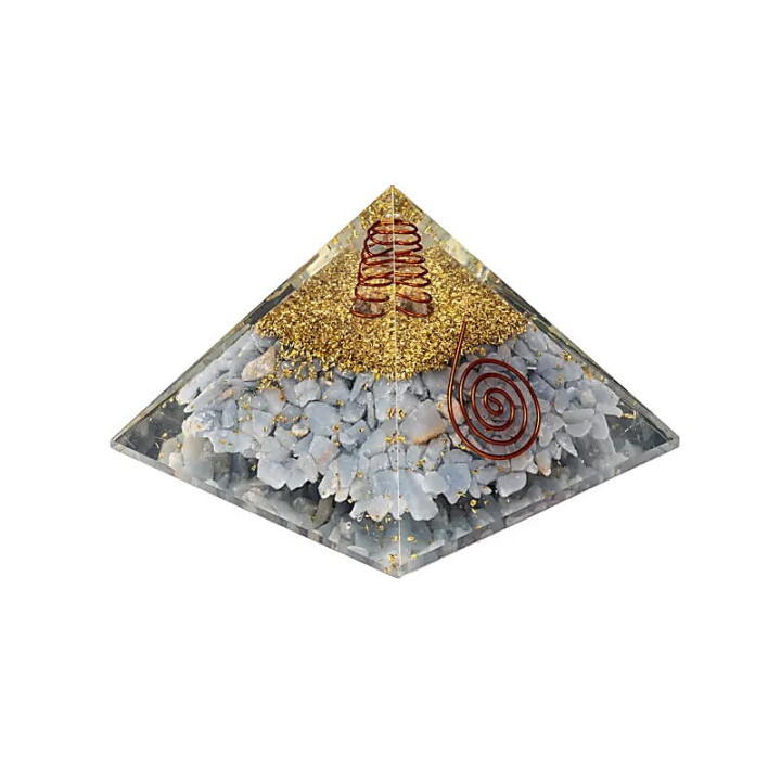 Orgonite pyramide angélite avec ailes d'ange | Pieralune