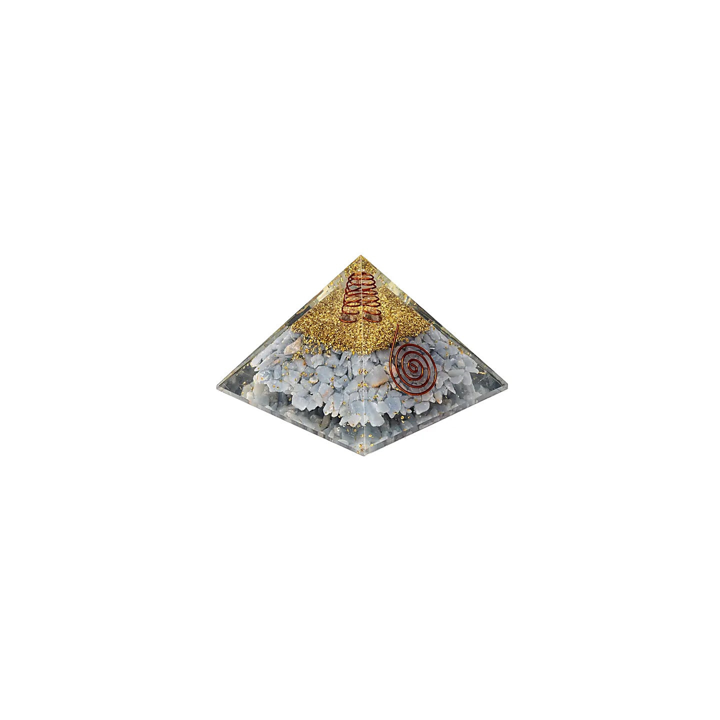 Orgonite pyramide angélite avec ailes d'ange | Pieralune