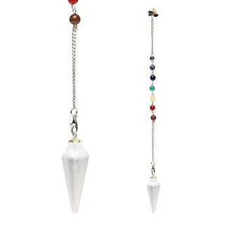 Pendule Selenite goutte chainette chakra | Pieralune