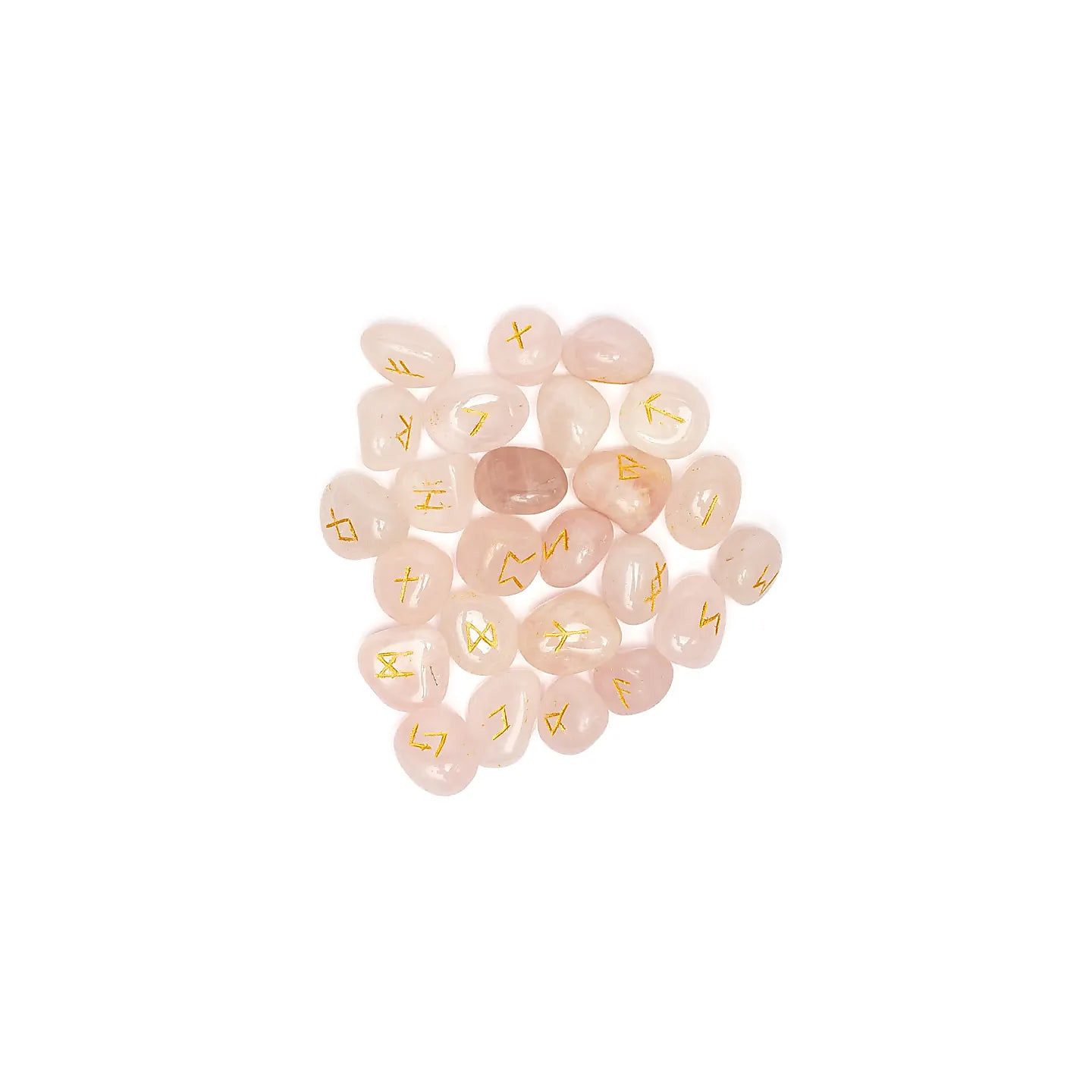 Coffret oracle runique en quartz rose dans sachet en coton | Pieralune