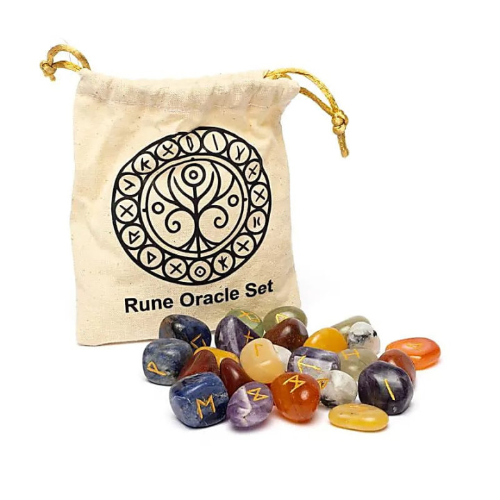 Oracle runique 7 Chakras en sachet en coton | Pieralune