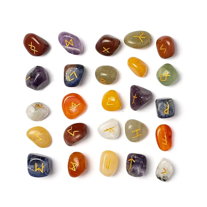 Oracle runique 7 Chakras en sachet en coton | Pieralune