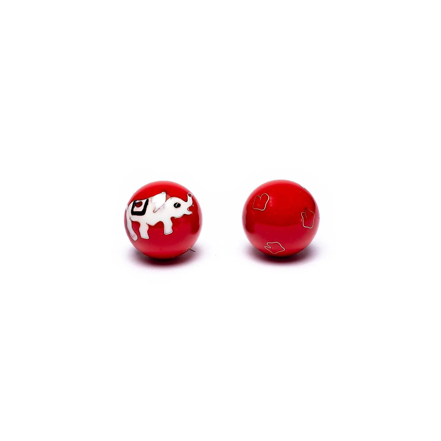 Boules de santé Qi Gong éléphants blanc / rouge | Pieralune