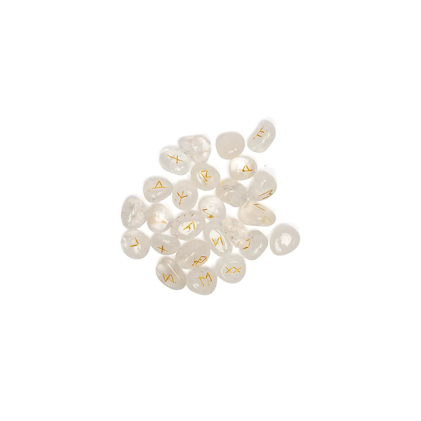 Coffret oracle runique en cristal de roche dans sachet ... | Pieralune