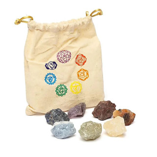 Set de 7 pierres des chakra dans un sac en coton | Pieralune