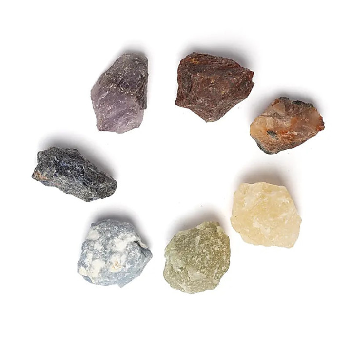 Set de 7 pierres des chakra dans un sac en coton | Pieralune