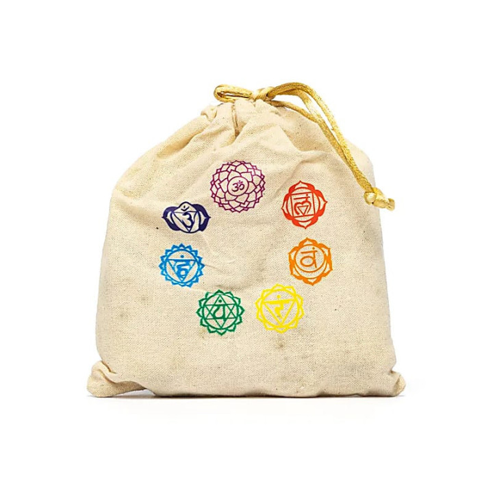 Set de 7 pierres des chakra dans un sac en coton | Pieralune