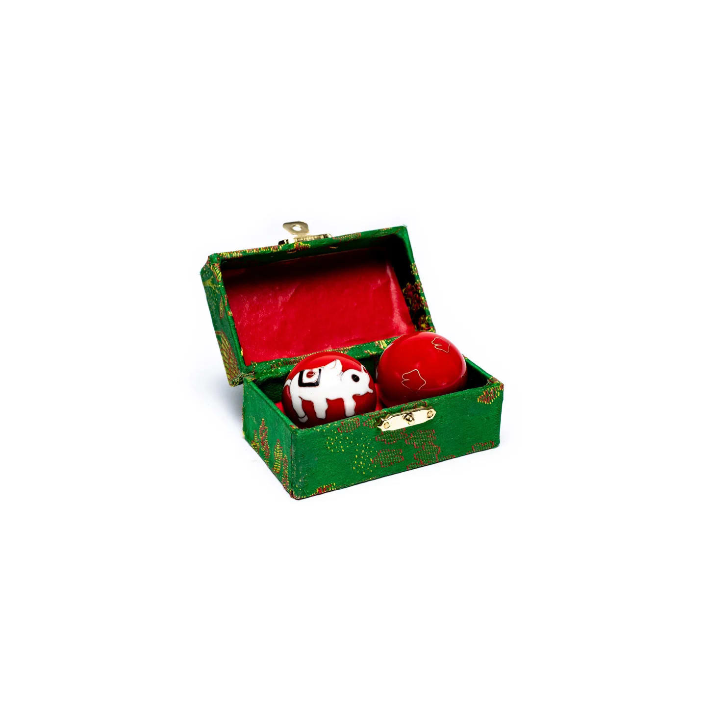 Boules de santé Qi Gong éléphants blanc / rouge | Pieralune