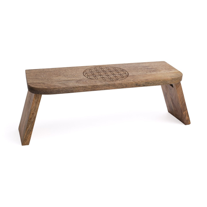 Banc de méditation Fleur de Vie en bois de manguier
