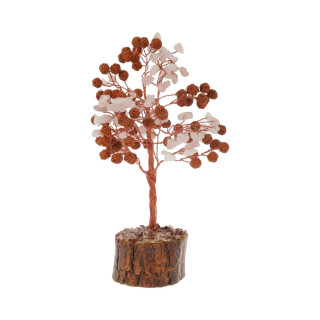 Arbre en Pierres Précieuses Rose Quartz & Rudraksha