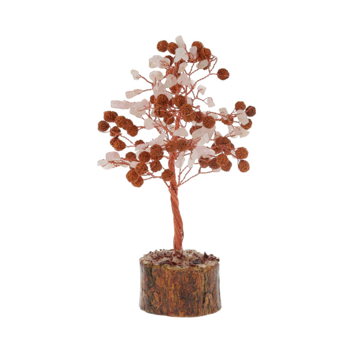 Arbre en Pierres Précieuses Rose Quartz & Rudraksha