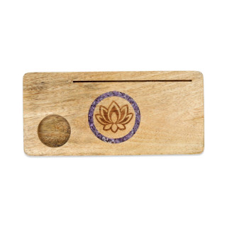 Porte-cartes Lotus améthyste bois de manguier
