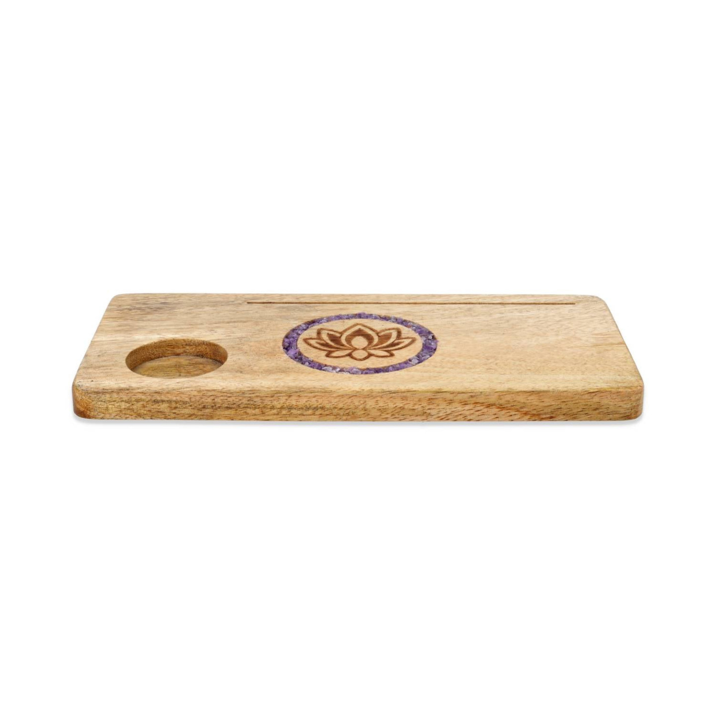 Porte-cartes Lotus améthyste bois de manguier