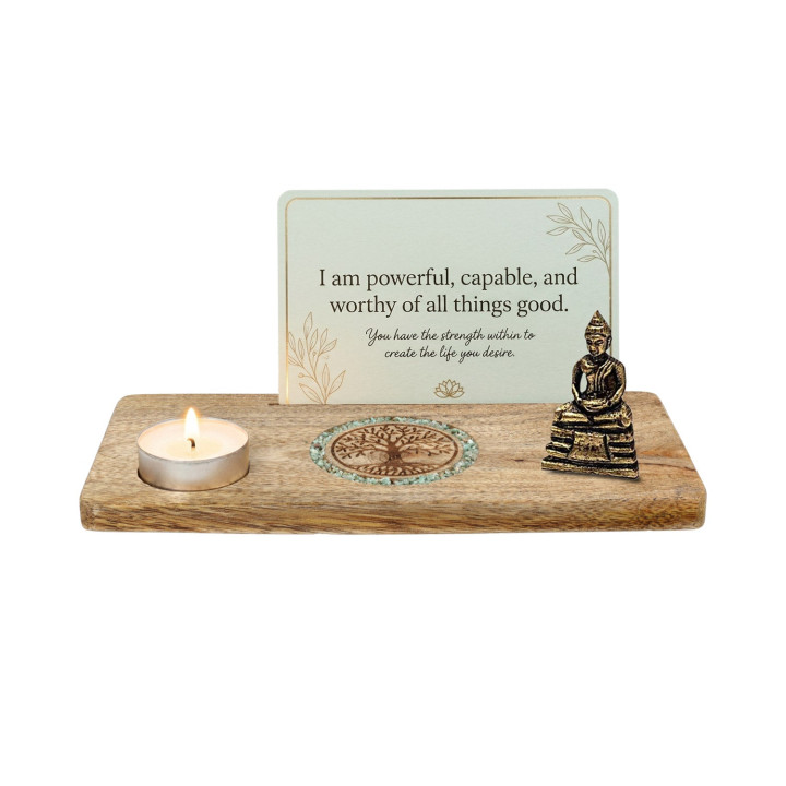 Porte-cartes Arbre de vie amazonite bois de manguier