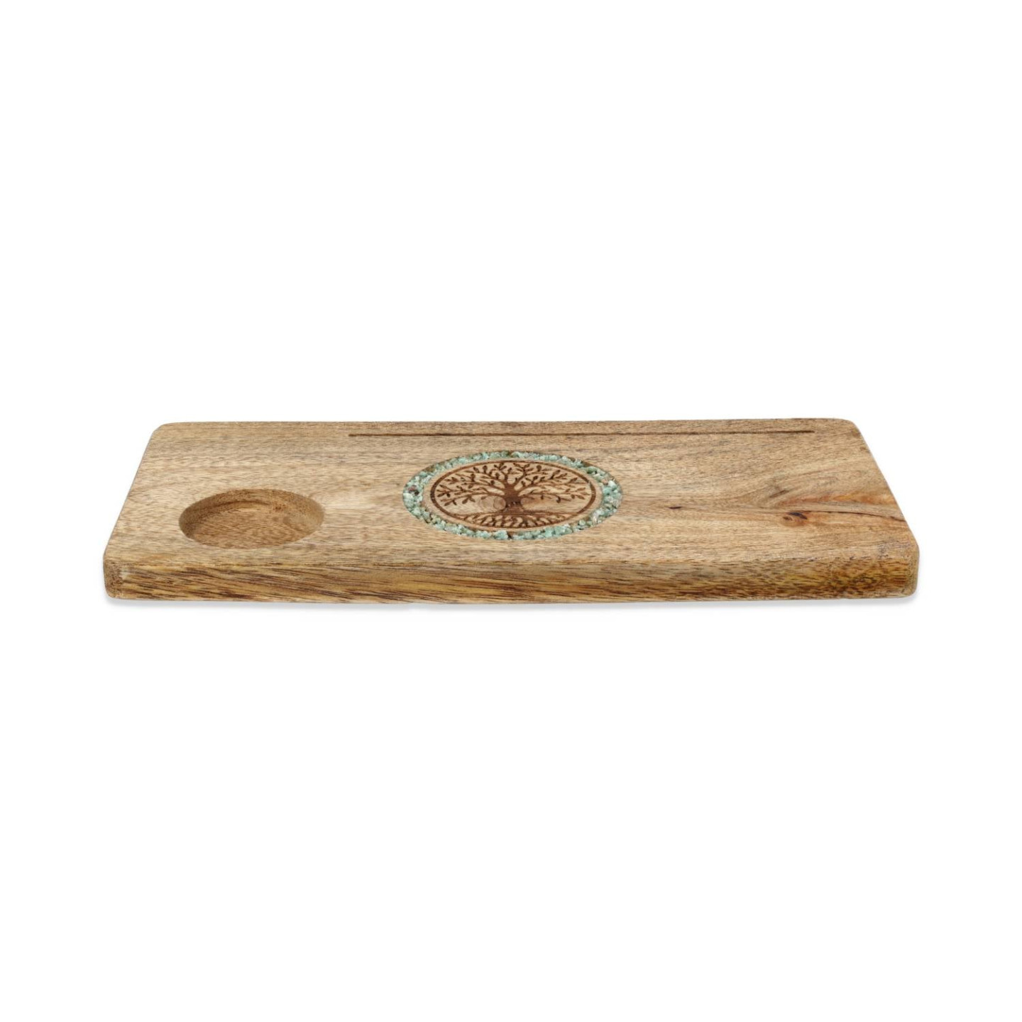 Porte-cartes Arbre de vie amazonite bois de manguier