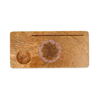 Porte-cartes Mandala quartz rose bois de manguier