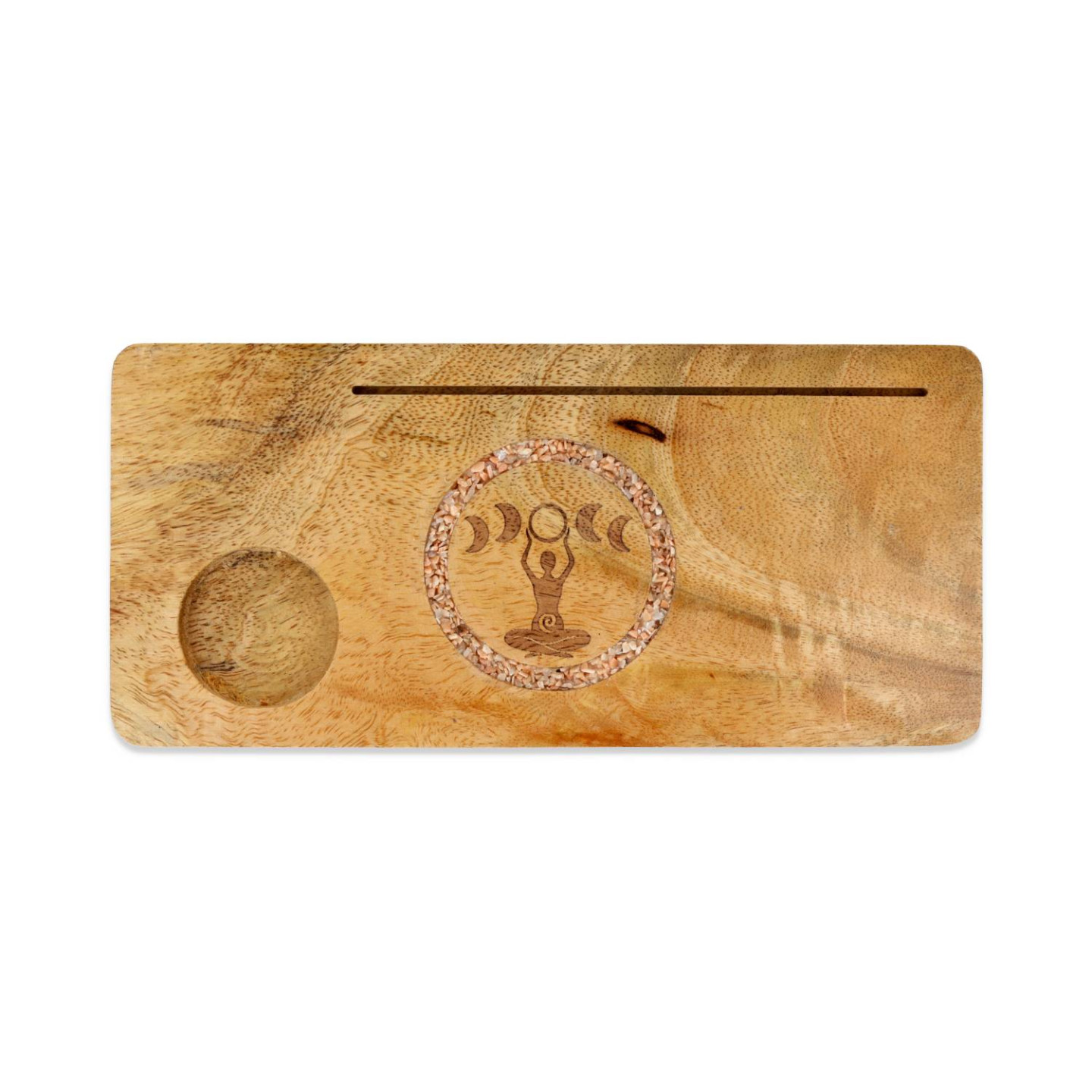 Porte-cartes Déesses phases lunaires pierre de lune rose bois de manguier