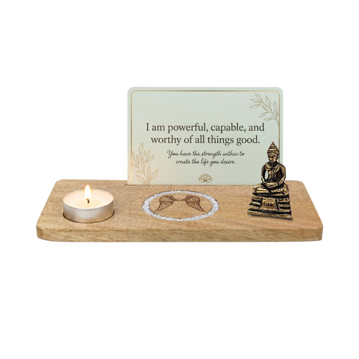Porte-cartes Ailes d’ange angélite bois de manguier
