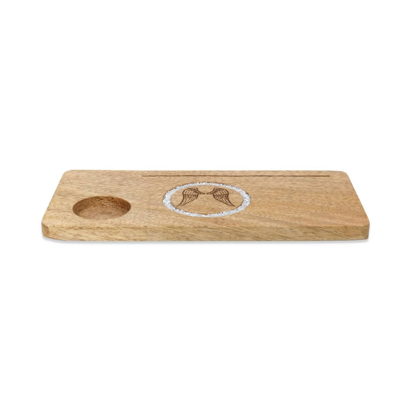 Porte-cartes Ailes d’ange angélite bois de manguier