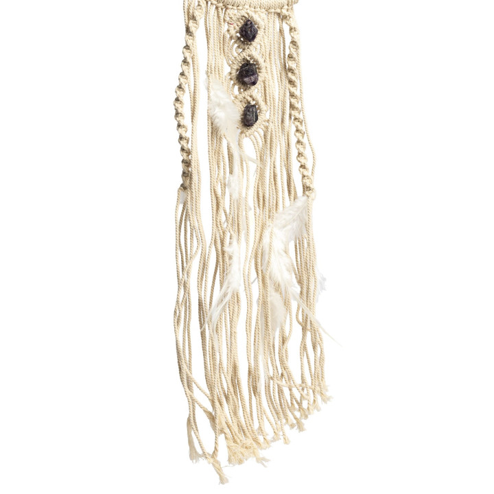 Suspension lune en macramé avec améthyste