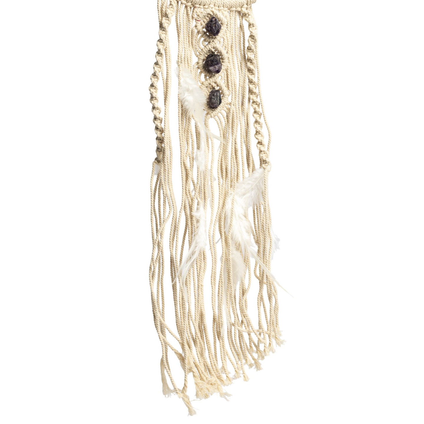 Suspension lune en macramé avec améthyste