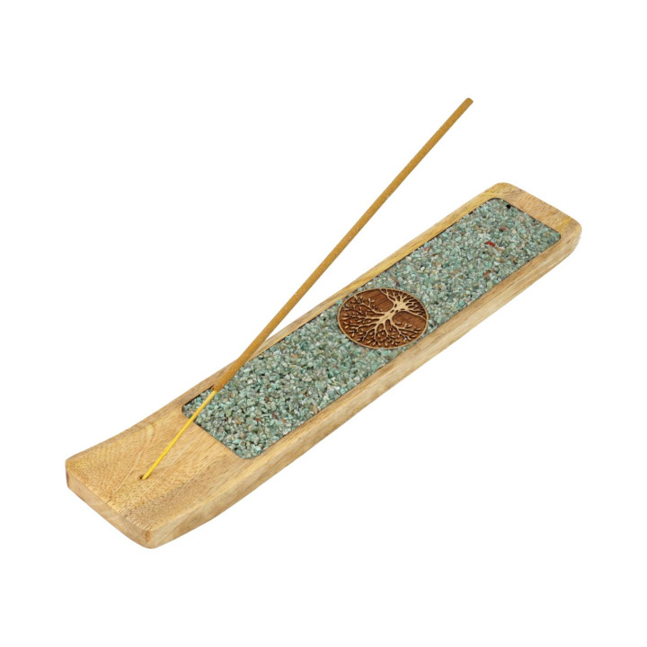 Porte-encens Arbre de vie amazonite bois de manguier