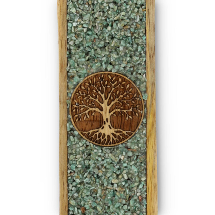 Porte-encens Arbre de vie amazonite bois de manguier