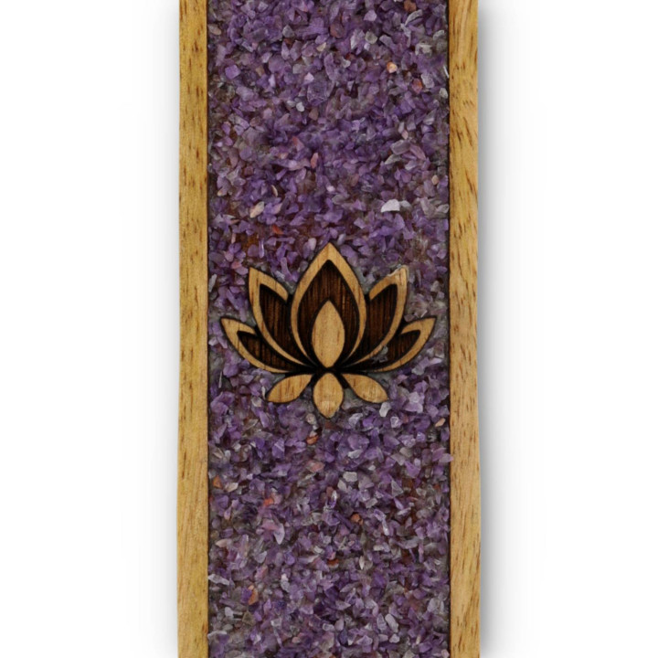 Porte-encens Lotus améthyste bois de manguier